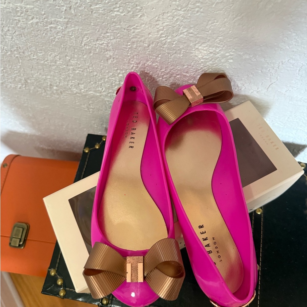Ted Baker Pink Ballet Flats with Brown Bow